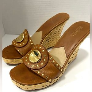 Michael Kors Leather Wedge Heels Size 10M